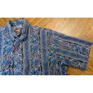 Vintage Wrangler Brush Popper Western Shirt Mens LARGE Paisley All Over Print